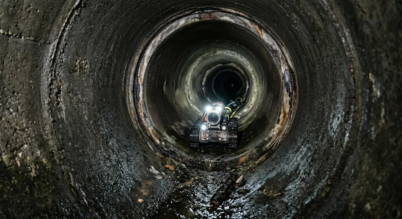 Robotic sewer camera inspecting pipe interior for Sewer Line Repair in Lakeville